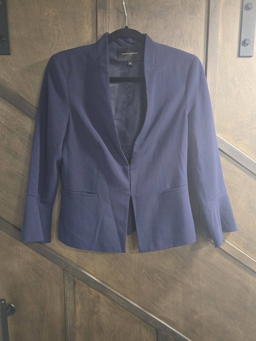 Banana Republic Navy Clasp-Front Blazer